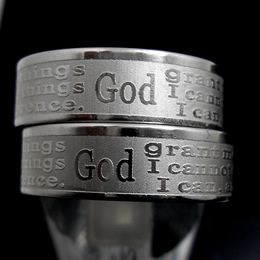 30pcs English Etched Serenity Prayer Rings Stainless Steel Religious Christian Rings Faith Bible Verse Whole Men Women Jewelry257L