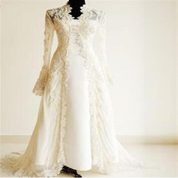 Long Lace Wedding Jacket Long sleeve elegant Spring Winter wedding Coat lace bolero mariage bridal jacket205v