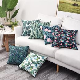 Pillow Case Waterproof Outdoor Cushion Cover Two-sided Print Throw Tropical Decorative Pillowcase For Garden Patio Home Decor Case2986