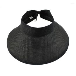 Wide Brim Hats L5YA Fashion Girl Women Lady Foldable Roll Up For Sun Beach Straw Visor Hat