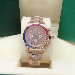 High quality Luxury 40mm Automatic Mechanical Rainbow Frame Full Star Dial Watch 2813 Automatic steel waterproof watch