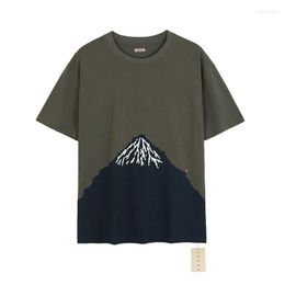 Men's T Shirts Kapital T-shirt 2023 Summer Wax Dyed Wash Fuji Mountain Print Embroidery Casual Short Sleeve Tee Top Unisex