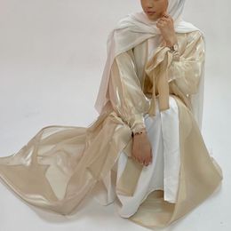 Ethnic Clothing Eid Abaya Dubai Puff Sleeves Muslim Dress Silky Turkey Kaftans for WomenRobe Kimono Islam Abayas Femme Musulmane African 230721