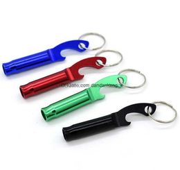 multifunction portable mini whistle aluminium alloy bottle opener whistle outdoor camping survival metal whistle Gadgets keychian tool