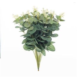 Decorative Flowers 10Pcs Money Leaf Eucalyptus Artificial Flower Simulation Plant Wedding Arrangement Decoration Plants