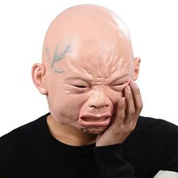 Halloween Party Crying Baby Mask Horror Cosplay Costume Props Scary Latex Creepy Full Head Masquerade Haunted House Props