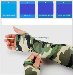 Camo tattoo cycling arm sleeves cool ice silk compression arm covers basketball sports arm guard elbow protective outdoor sports warmer