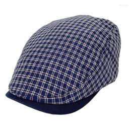 Berets LDSLYJR Four Seasons Cotton Plaid Print Sboy Caps Flat Peaked Cap Men And Women Painter Beret Hats 116