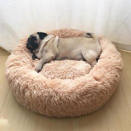 small50cm Long Plush Super Soft Pet Bed Kennel Dog Round Cat Winter Warm Sleeping Bag Puppy Cushion Mat Portable Cat Supplies279c