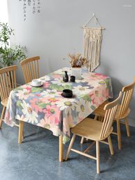 Table Cloth Small Floral Waterproof And Oil Resistant PU Tablecloth Customizable Dining PVC Anti Scalding Flower Cover
