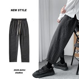 Privathinker Korean Men's Striped Harem Pants Streetwear Man Casual Loose Trousers Japanese Men Black Grey Pants Plus Size264D