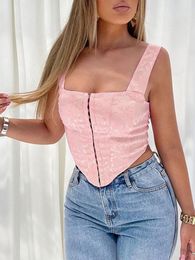 Women's Tanks Townlike Personalized Satin Jacquard Sexy Corset Top 2023 Summer Crop Women Tank Tops Short Sling Vest Female