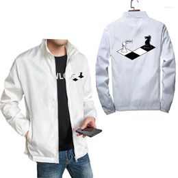 Men's Jackets 60s Board Game Horse Fan Player Dad Jacket Men Long Sleeve Casual Windbreaker Coat Male Oversized Harajuku Clothing