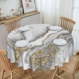 Table Cloth Round Tablecloth 60 Inches Kitchen Dinning Waterproof Marbled Texture Covers