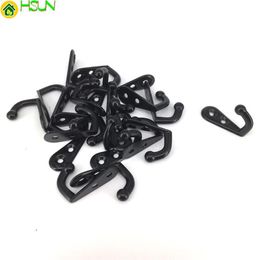 30PCS Black Metal small hooks Decorative wall cabinet hooks Door hanger for clothes hat Key Bag with Screws284q