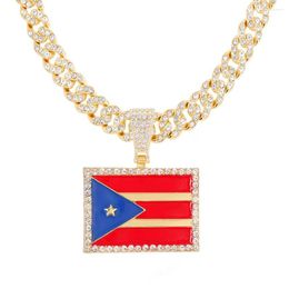 Pendant Necklaces 2023 Heart Puerto Rico Map And Colour Flag Necklace Gold Color/Silver PR Ricans Stainless Steel Jewellery