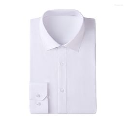 Men's Casual Shirts ! Checked Formal Business Long-sleeved Shirt Mens Poplin Extra Slim Fit Windsor Collar Single Cuff - White S-6XL
