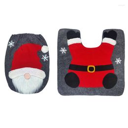 Toilet Seat Covers Santa Cover And Rug Set Christmas Bathroom Decorations Pattern Lid