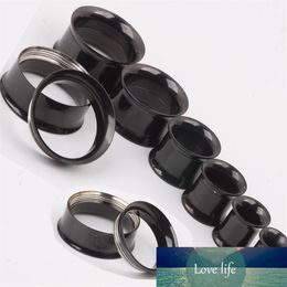 Mix 5-20mm 72pcs Stainless Steel black Ear Tunnel Body Jewellery double Flare Flesh Tunnel internally threaded296S