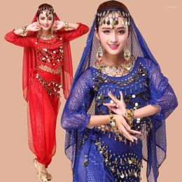 Gym Clothing 4pcs/Set Women Belly Dance Costumes For Lady Oriental Egypt Dancing Adult Bollywood Performance Stage Suit