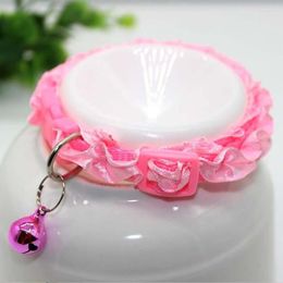 Dog Collars 2pc Cute Lace Adjustable Puppy Dogs Collar Cat Small Pet Bell Teddy Supplies Pink Green Yellow Red Blue Purple