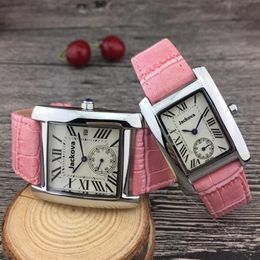 TOP Fashion Luxury Man Women Roman Watch nice designer Red Pink Black Leather Lady Watch High Quality Quartz Clock252v