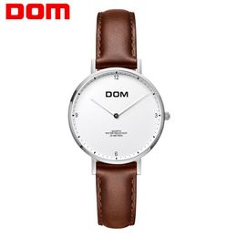 Brand Women Watches Simple Leather Wristwatch DOM G-36 Lady Luxury Dial Watches Mixmatch Relogio Feminino Brown Leather244m