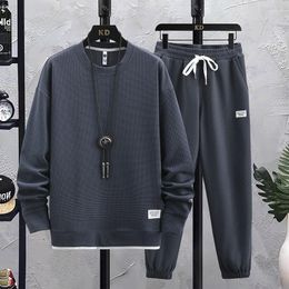 Men's Tracksuits Spring Autumn Two Piece Set Linen Fabric Casual Sweatshirt And Sweatpants Mens Sports Suit Fashion Tracksuit Coats