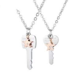 New Arrival Key & Lock Necklace Pendant Couple Lover Wedding Jewellery Women Men Necklace Key of Life Bling Rhinestone Hip Hop Jewel252N