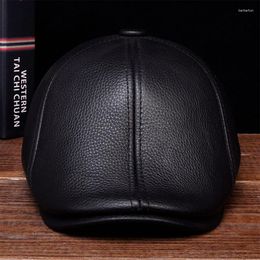 Ball Caps HL110 2023 Nen's Real Skin Leather Adult Solid Adjustable Hats With 3 Colors Genuine Men Baseball Cap Hat