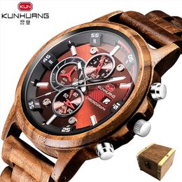 Men's Watch Natural Wood Watch Wooden Gift Box Handmade Wooden Quartz Movement Watch Chronograph Zebra Wood Case Watch reloj