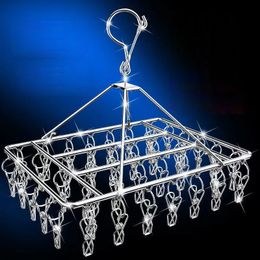 Hangers Racks Stainless Steel Windproof 40 Clips Clothespin Laundry Hanger Clothesline Sock Towel Bra Drying Rack Clothes Peg Hook Airer Dryer 230721