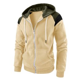 Men s Hoodies Sweatshirts 2023 Hoodie Contrast Color Fashion Sweater Casual Sports Cardigan Long Sleeved Zipper Top 230721