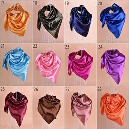 28 coors solid plain polyester imitation rayon silk satin muslim hijab Scarf Square Scarf Necker Chief 90 90cm mixed 100pcs lot #32658