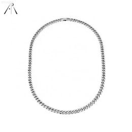 High Quality Fine Jewellery Silver Chain Trendy Necklace 6mm Miami Curb Cuban Link Chain Vintage Necklaces for Men Women