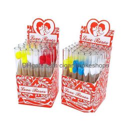 Smoking Pipes Pipe Love Rose Glass Smoke With Plastic Flower Inside 36Pcs In One Box Tobacco Accessory Shisha Pen Drop Delivery Home Dh7O6