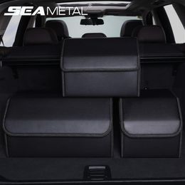 Car Trunk Organiser Storage Box PU Leather Auto Organisers Bag Folding Trunk Storage Pockets for Vehicle Sedan SUV Accessories LJ2273O