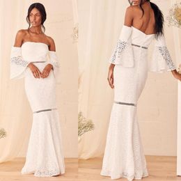 Party Dresses 2023 Autumn White Off The Shoulder Lace Evening Gowns Robe De Soire Mariage Wedding Prom Vestidos Wrap Hip Slim
