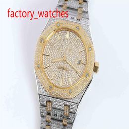 Full Diamond Watch Luxury Watch Iced Out Watch Automatic 42MM Men Silver Gold Two Tone Waterproof Stainless Set Diamond CZ255p