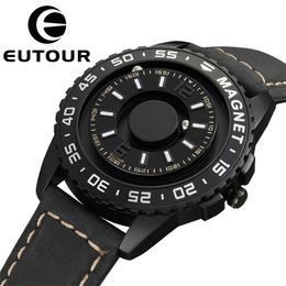 EUTOUR Original Magnetic Sports Luxury Simple Quartz Waterproof Men's Watch Leather Strap