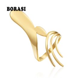 BORASI Rings For Women Ice Cream Shape Irregular Style Wedding Bands Ring Stainless Steel Engagement Ring Fashion Jewellery Rings