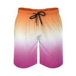 Men s Shorts Anime Casual Beach Pants Gradient Lesbian Flag_43914007 Loose Stretch Causal Novelty Male Adjustable Drawstring Br 230721