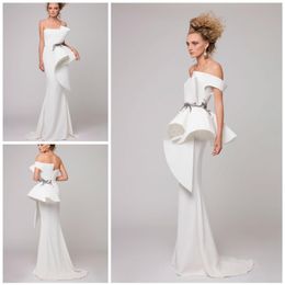 Azzi&Osta White Mermaid Evening Dress One Shoulder Embroidery Pearls Sleeveless Zipper Party Dress Pretty Fashion Floor Length Pro257n