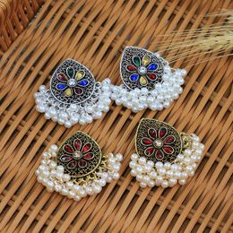 Dangle Earrings Vintage Handmade White Pearl Beads Flower Thailand Jhumki Jhumka Bohemia Party Jewelry Statement Pendientes
