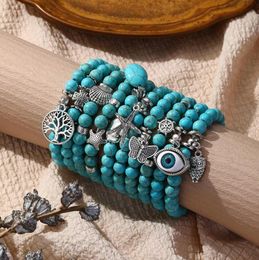 Bohemian Classic Natural Stone Beads Bracelet Blue Beaded Strand Bracelets Charm Women Yoga Paryer Jewellery Home gifts