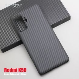 Stitch Amstar Pure Carbon Fibre Protective Case for Xiaomi Redmi K50 K40 Game Enhanced Edition Ultrathin Business Aramid Fibre Cover