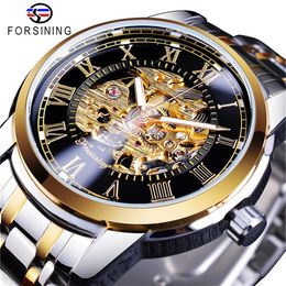 Forsining 349 Luxury skeleton hollow fashion mechanical hand wind men male business Wrist Watch Relogio wholesale