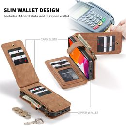 Wallets Caseme Flip Leather Phone Case for Iphone 12 13 11 Pro Max Xs X Xr Se 2022 8 Plus Magnetic Zipper Wallet Card Holder Cover Coque