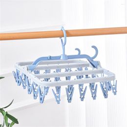 Hangers Simple Style Clothes Hanger Multi-clip Drying Thickened Material Folder Wind-proof Foldable Plastic Durable