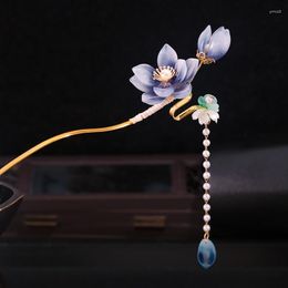 Hair Clips Chinese Metal Stick Flower Clip Hanfu Accessories For Women